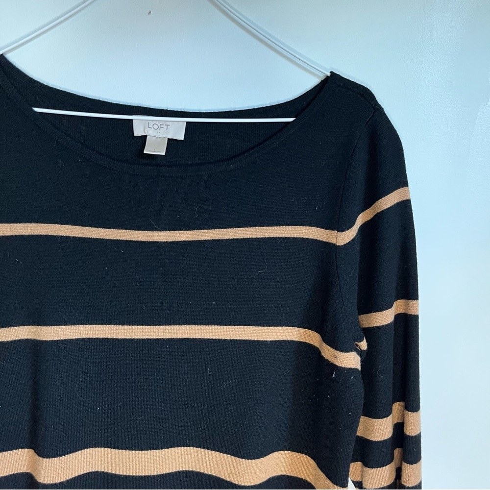 Loft LongSleeve Stripped Sweater Dress Large - Picture 2 of 5